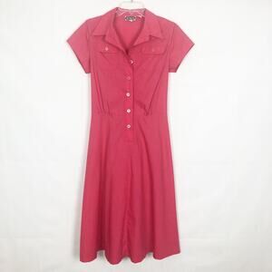 Tokens Vintage 80s 1/2 Button Tie-Back Shirt Dress Size 11